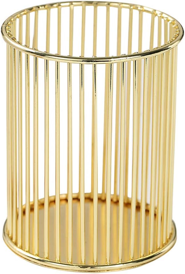 HSYMQ Gold Metal Pen Holder for Desk, Makeup Brushes Cup, Pencil Holders, Office&Home Organizer