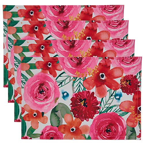 SARO LIFESTYLE Santa Monica Floral Placemat (Set of 4), Multi, 13"x19"