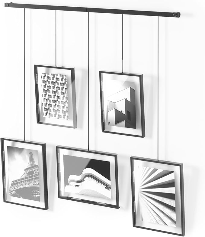 Umbra Exhibit Picture Frame Gallery Set, Adjustable Wall Collage Displays Five Photos (Two 4x6" and Three 5x7"), Set of 5,...