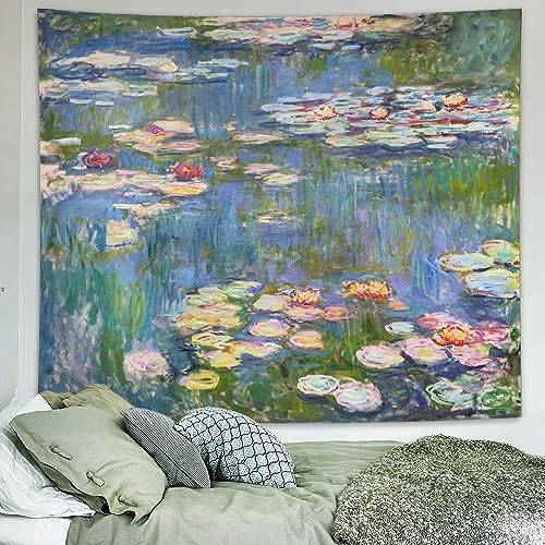 Avinyl Monet Waterlily Wall Tapestry, Green Floral Plant Art Poster for Bedroom Girls Boys, Small Nature Flower Pond Wall ...