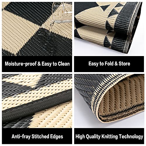 HUGEAR Outdoor Rug for Patios Clearance,Waterproof Mat,Large Outside Carpet,Reversible Plastic Straw Camping Rugs,Rv,Porc...