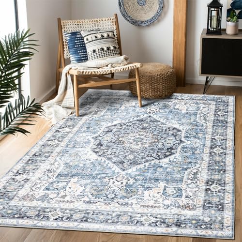 Domitapis Area Rug 5×7, Vintage Boho Rug,Ultra-Soft Low Pile, Washable, Non Slip,Stain Resistant Printed Carpet for Living...