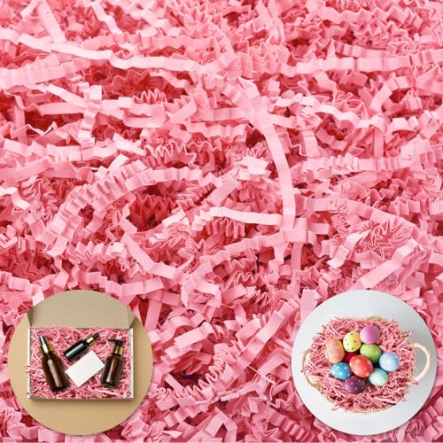 Darfukei Easter Crinkle Paper Filler, Valentine's Day Shredded Paper For Gift Baskets 1/2LB (8 oz) , Pink Mother's Gifts D...