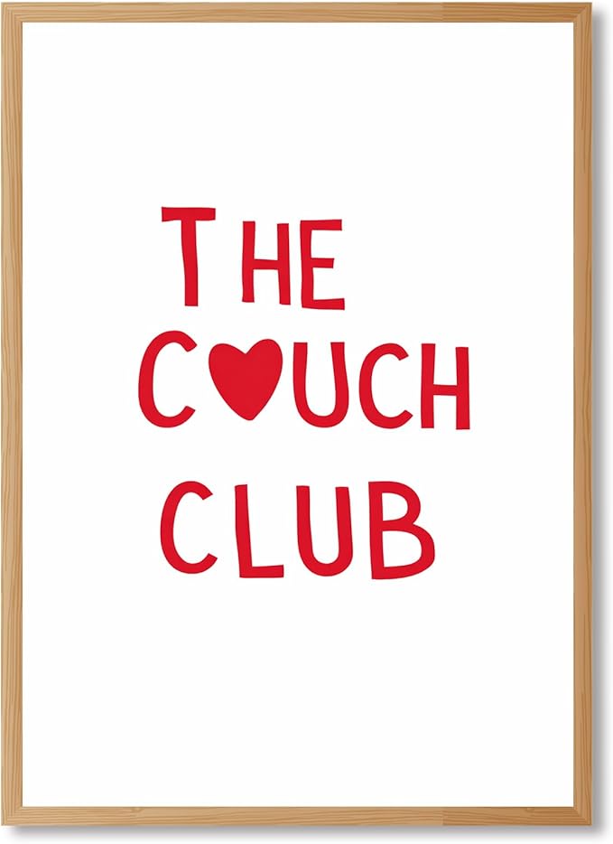 Framed The Couch Club Poster Canvas Print Art Minimalist Aesthetic Quirky Poster Pictures Wall Art Wall Decor for Living R...