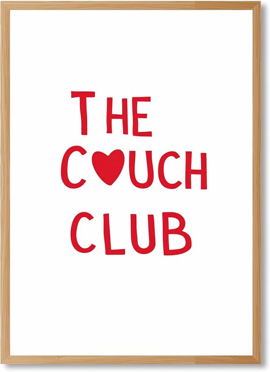 Framed The Couch Club Poster Canvas Print Art Minimalist Aesthetic Quirky Poster Pictures Wall Art Wall Decor for Living R...