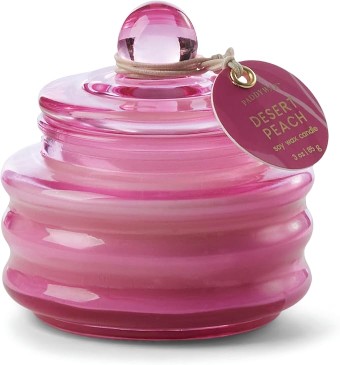 Paddywax Scented Candles Beam Glass Jar Candle with Lid Luxury Artisan, 3-Ounce, Fuchsia Pink - Desert Peach