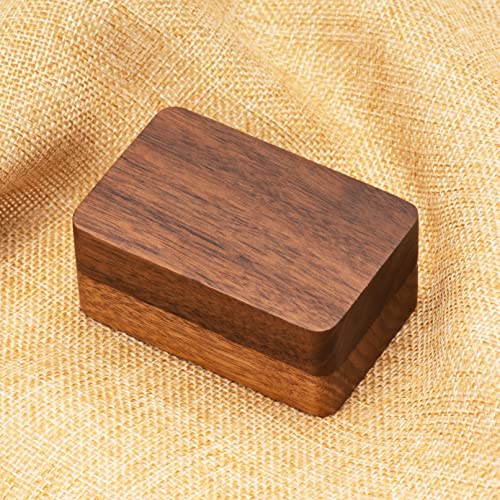 COSISO Natural Walnut Wooden Cufflink Box For Jewelry Storage,Small Cuff Links Display Case for Men (A)