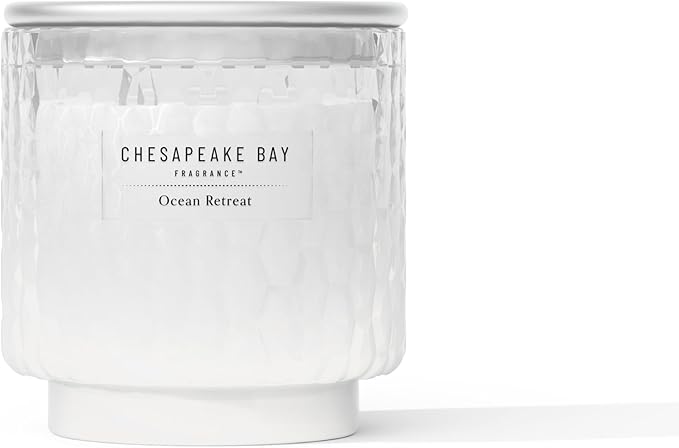 Chesapeake Bay, 11oz Ocean Retreat Scented Candle, Mood Evoking Fragrance, Textured Sea Glass-Inspired Jar, Premium Soy Bl...