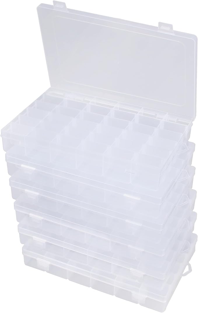 Facikono 6 Pack 36 Grids Bead Organizer Tackle Box Organizers Plastic Organizer Box with Dividers Craft Storage Containers...