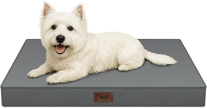 Tail Stories Outdoor Dog Bed for Small Dogs & Cats, Waterproof Dog Crate Mat Orthopedic Egg Crate Foam with Washable Remov...