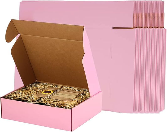 ICokin 11x9x3 Inch Pink Shipping Boxes Pack of 26, Corrugated Cardboard Mailer Box, Literature Mailer for Small Business (...