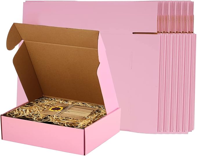 ICokin 11x9x3 Inch Pink Shipping Boxes Pack of 26, Corrugated Cardboard Mailer Box, Literature Mailer for Small Business (...