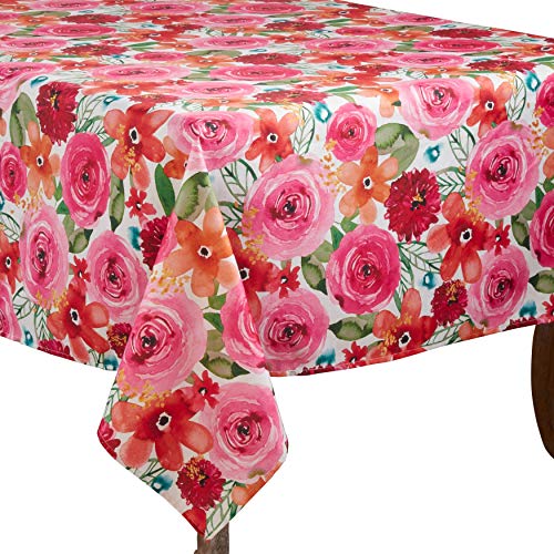 SARO LIFESTYLE Santa Monica Floral Tablecloth, Multi, 65"x90"