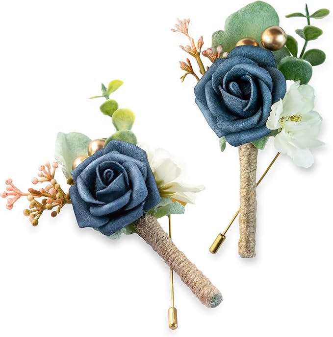 YSOJMAN Boutonniere for Men Wedding, Groom Groomsman Artificial Rose Flowers for Wedding Anniversary Celebration,Prom,Part...