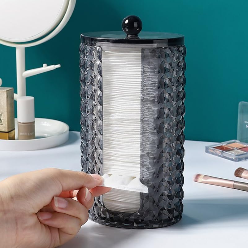 SOLUSTRE Cotton Pad Holder and Cotton Swab Storage Box 4.05X2.95X7.67In Acrylic Organizer with Dustproof Lid for Makeup Br...