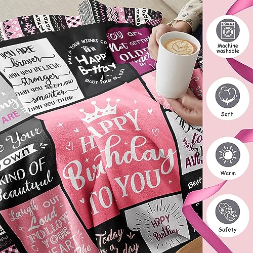 Ivivis Birthday Gifts for Women Girls Throw Blanket 60"X50", Happy Birthday Decorations for Woman, Gifts for Women Birthda...