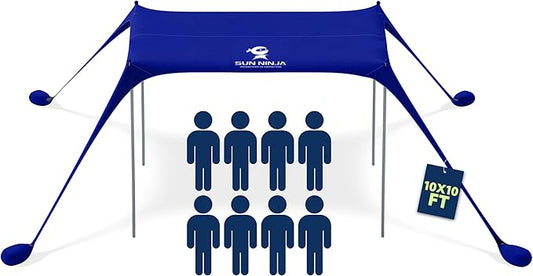 SUN NINJA Beach Tent Sun Shelter UPF50+ - Easy Pop Up Beach Canopy - Outdoor Shade for Camping Trips, Fishing, Backyard Fu...