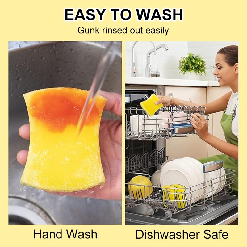 10 Pcs Kitchen Cleaning Sponge, Double Face Non-Scratch Scrub Sponge, Super Absorbent Multi-Use Cleaning, Widely Used in K...