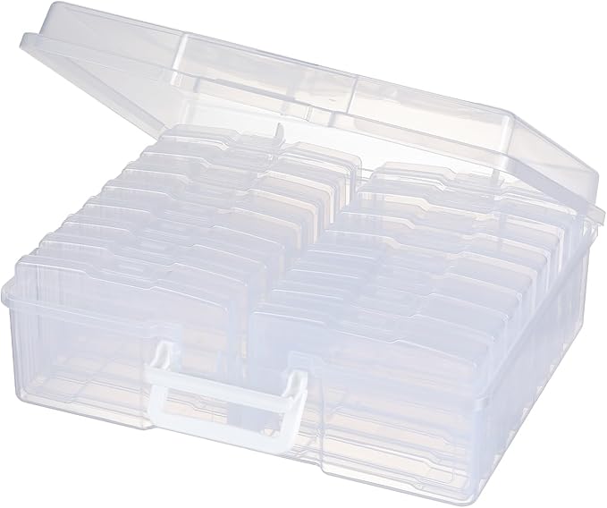 novelinks Transparent 4" x 6" Photo Organizers and Photo Storage Box with Handle, 16 Inner Photo Cases, Portable Picture O...