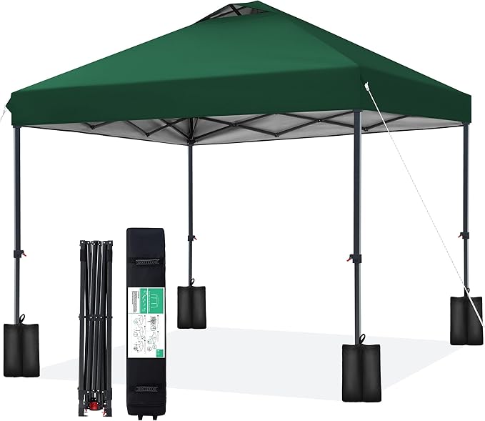 JEAREY 10x10 Pop Up Canopy Tent, Heavy Duty Outdoor Canopy with 1-Push Instant Setup, Commercial Tent with Roller Bag, 4 S...