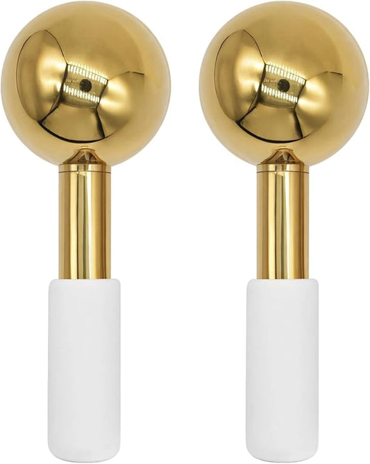 2 PCS Ice Globes for Face, Stainless Steel Ice Globe Face Lifting and Firming Tool, Ice Ball Face Skin Care, Smooth Metal ...