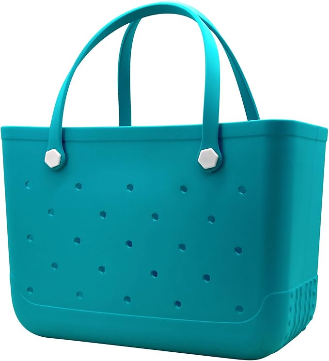 Beach Totebag X-Large Waterproof Sandproof Rubber Beach Tote Bag with Zipper Pocket and Phone Kickstand Cup