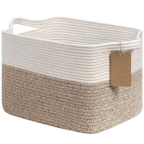 Goodpick Woven Storage Basket, Cotton Rope Basket for Dog Toys, Books, Stylish Gift Basket with Handles, 13 x 10 x 9 Inche...