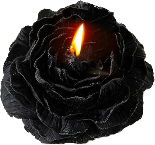 Peony Flower Shape Candles 1 Pack Soy Wax Decorative Candle for Bedroom Home Scented Candle Gift to Friends Family (Black)