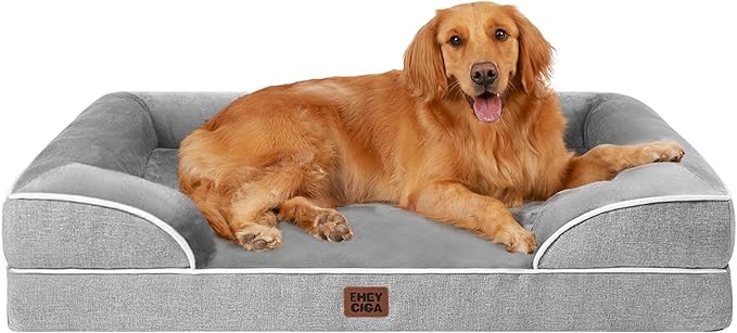 EHEYCIGA Orthopedic Dog Beds for Extra Large Dogs 44x32Inch, Waterproof Memory Foam XL Pet Bed with Sides, Non-Slip and Eg...
