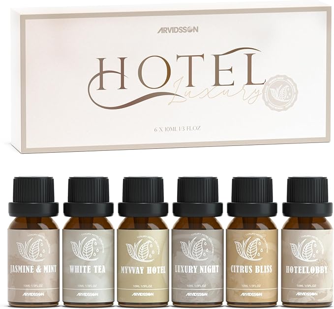 ARVIDSSON Hotel Diffuser Oils Gift Set, Hotel Scent Essential Oils for Diffuser, Luxury Fragrance Oil Blend - Jasmine & Mi...