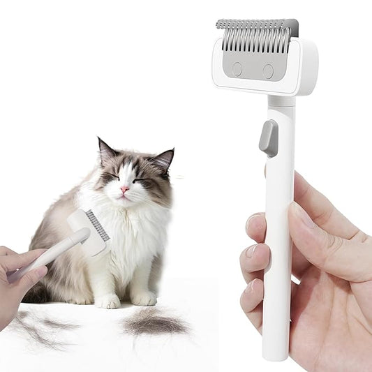 Furgo Cat Brush for Long Haired Cats, Pet Grooming Brush for Matted Fur & Loose Hair, One-Click Hair Removal, Skin-Friendl...