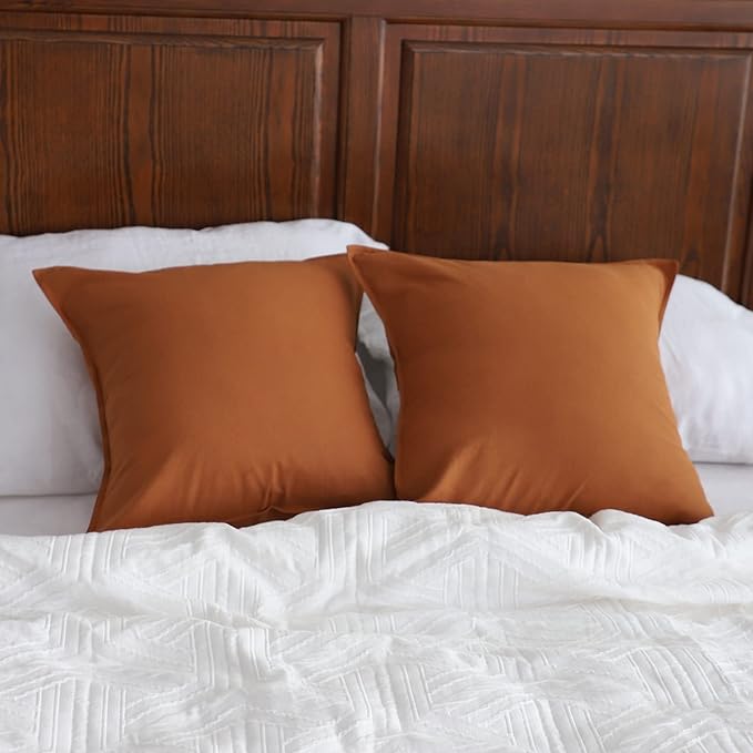 Simple&Opulence Linen Throw Pillow Covers 18x18 Inch Set of 2 Flax Cotton Blend Solid Color Decorative Square Cushion Cove...