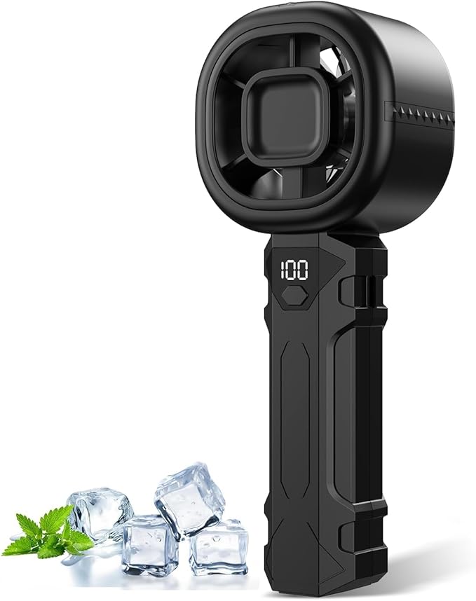 Portable Handheld Turbo Fan, Personal Mini Fan with Digital Display, 3 Wind Speeds 3000mAh Battery USB Rechargeable Hand H...