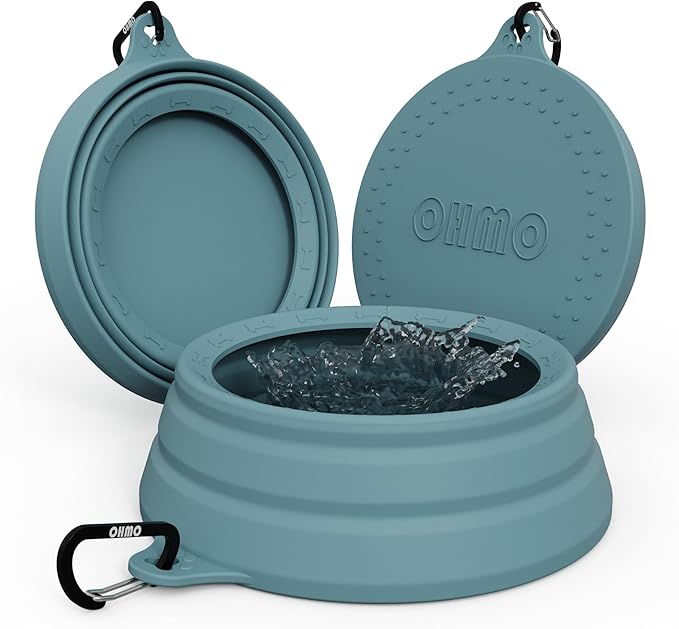 OHMO Spill Proof Collapsible Dog Water Bowl Large 34oz for Cars, No Splash Portable Bowls for Dog Travel, Pet Essentials f...