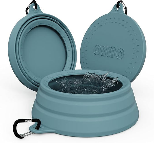 OHMO Spill Proof Collapsible Dog Water Bowl Large 34oz for Cars, No Splash Portable Bowls for Dog Travel, Pet Essentials f...