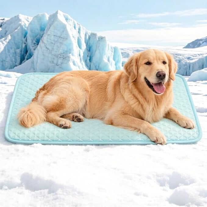 Koquena Dog Cooling Mat, Comfortable Pet Cooling Pad for Dogs Cats, Q-Max>0.4 Washable Cool Fiber Portable for Indoor Outd...