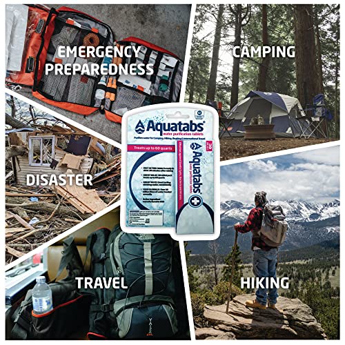 Aquatabs 49mg Water Purification Tablets (30 Pack). Portable Water Purifier for Camping Essentials, Lightweight Camping Ge...