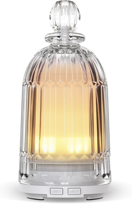 Smartwell Glass Essential Oil Diffuser, Aroma Diffusers with Glass Cover & Plastic Reservoir Small Humidifiers with 7 Colo...