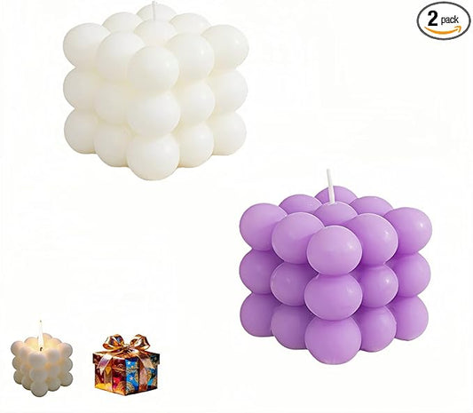 Cube Bubble Candle, Soy Wax Scented Candles with Plant Essential Oils, Decorative Geometric Candles for Home Decor, Aromat...