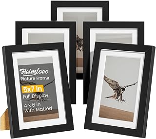 5x7 Picture Frame Set of 5,Display 4x6 Pictures with Mat or 5x7 without Mat, Black 4x6 Photo Frames Tabletop or Wall Mount...