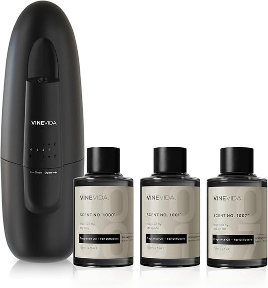 VINEVIDA Studio Plug in Waterless Diffuser and 3 Hotel Fragrance Oils - Essential Oil Diffuser for Home - Room Fragrance A...