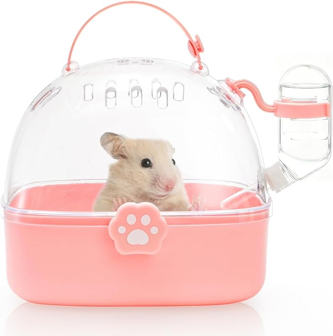 Acshio Hamster Carrier Cage, Portable Small Animal Carrier Cage with Water Bottle, Guinea Pig Outgoing Cage Hamster Travel...