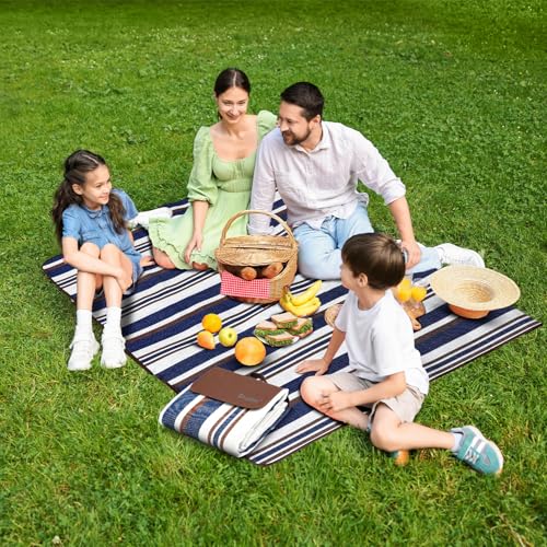 scuddles Extra Large Picnic Blanket – 60" x 80" Waterproof Outdoor Mat with Soft Dual-Layer Comfort, Foldable Travel Rug f...