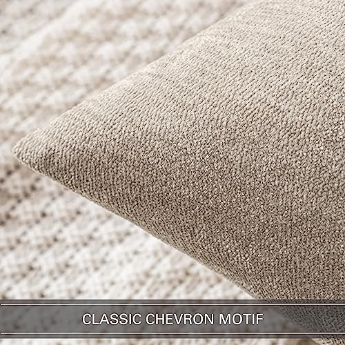 MIULEE Pack of 2 Beige Decorative Pillow Covers 18x18 Inch Soft Chenille Couch Throw Pillows Farmhouse Cushion Covers for ...
