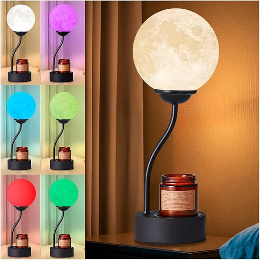 HEKALU Candle Warmer Lamp with 7 Colors Moon Lamp, Electric Candle Warmer with Timer, Gifts for Mom, Vintage Wax Melt Warm...
