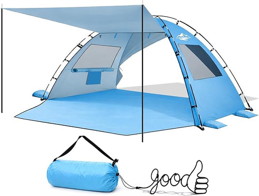 Purebox Beach Tent Sun Shelter - 2/3/4 Person UPF 50+ UV Protection Tents with Canopy, Easy Setup Lightweight Beach Shade ...