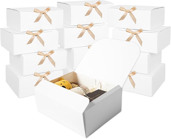 LWYMX 12 PCS White Gift Boxes with Lids，9.8x7.8x3.9, Bridesmaid Proposal Box with Ribbon, Gift Boxes for Wedding, Christma...