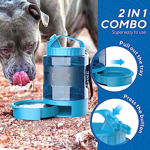 Dog Water Bowl Dispenser 77oz, Large Pet Dog Water Bottle Portable with Pull-Out Travel Water Bowl for Dogs, Portable Wate...