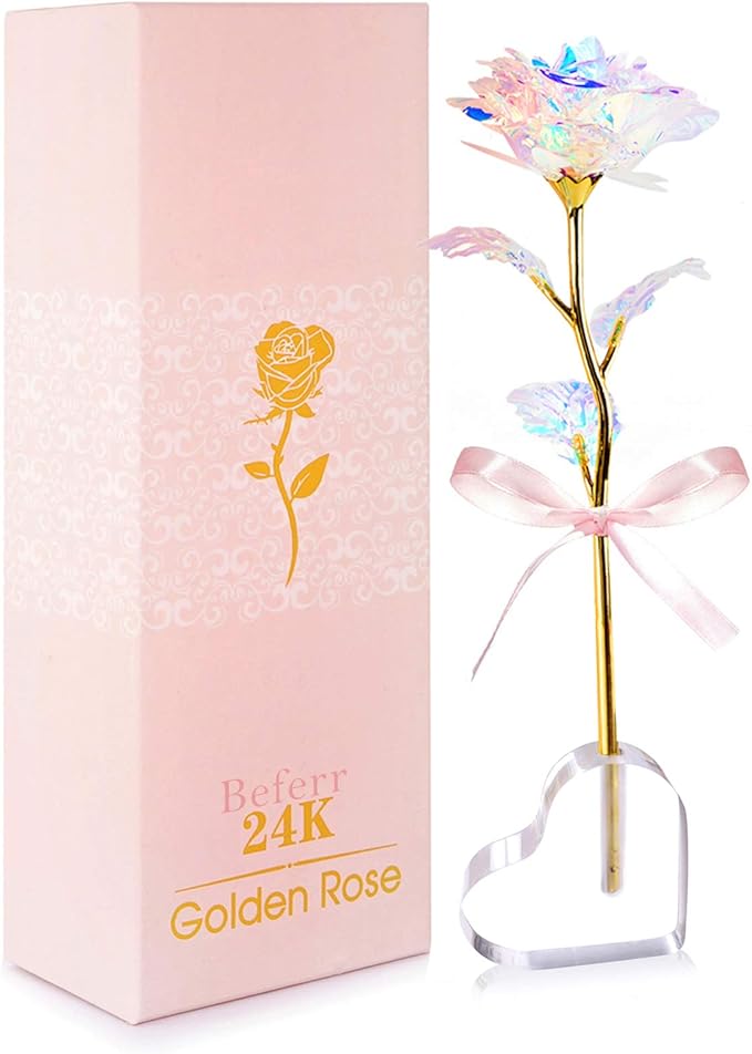 Mothers Day Mom Gifts for Women Grandma, Artificial Forever Birthday Flowers Galaxy Glass Eternal Roses with Heart Shaped ...