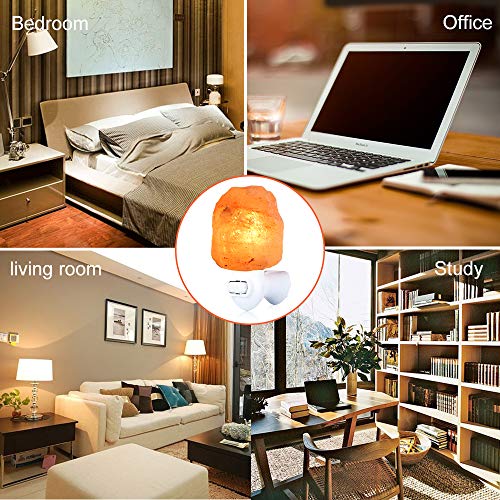 pursalt Himalayan Salt Lamp Night Light Plug in, Certificated 360 Degree Rotatable Wall Plug with Extra 2 Replacement Bulb...